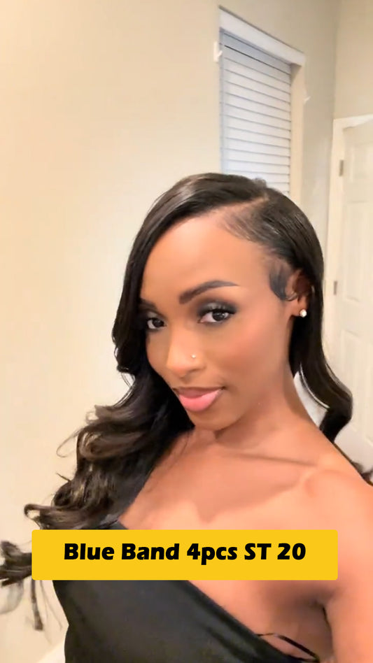 KBL Blue Band 100% Human Hair Bundles - 4pcs 20 inch Straight Bundle Deals