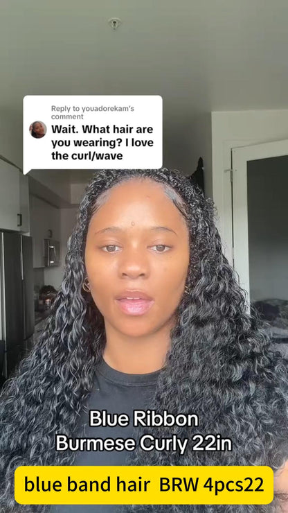 KBL Blue Band Raw Burmese Curly – Full, Natural &amp; Defined Curly Raw Hair 4pcs Bundle Deals