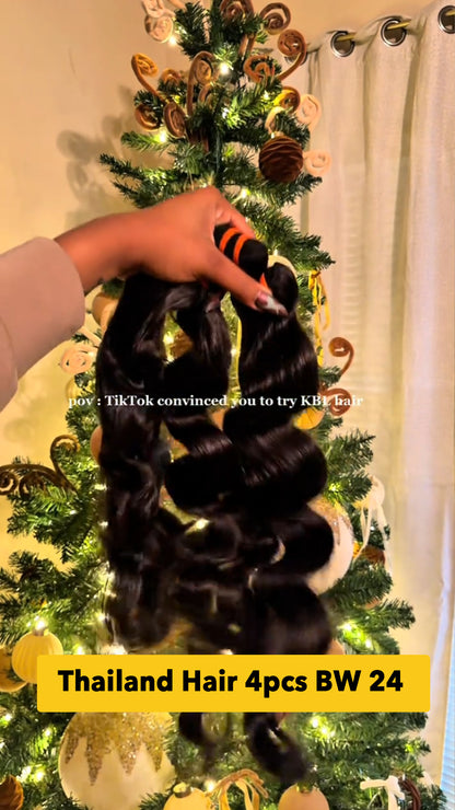 KBLHair Raw Thailand Hair 4pcs 24 inch Straight Bundle Deals – Premium Silky Bundles Loved by Customers